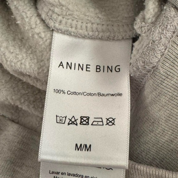 Anine Bing Harvey oversized grey hoodie with black logo. Size M. 100% cotton. - Picture 8 of 9